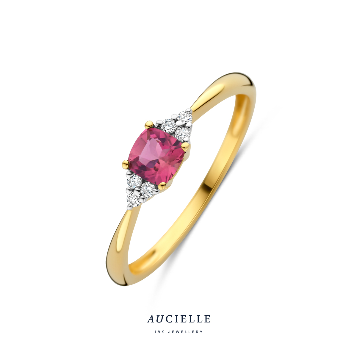 Aucielle ring goud 18k met roze tourmalijn