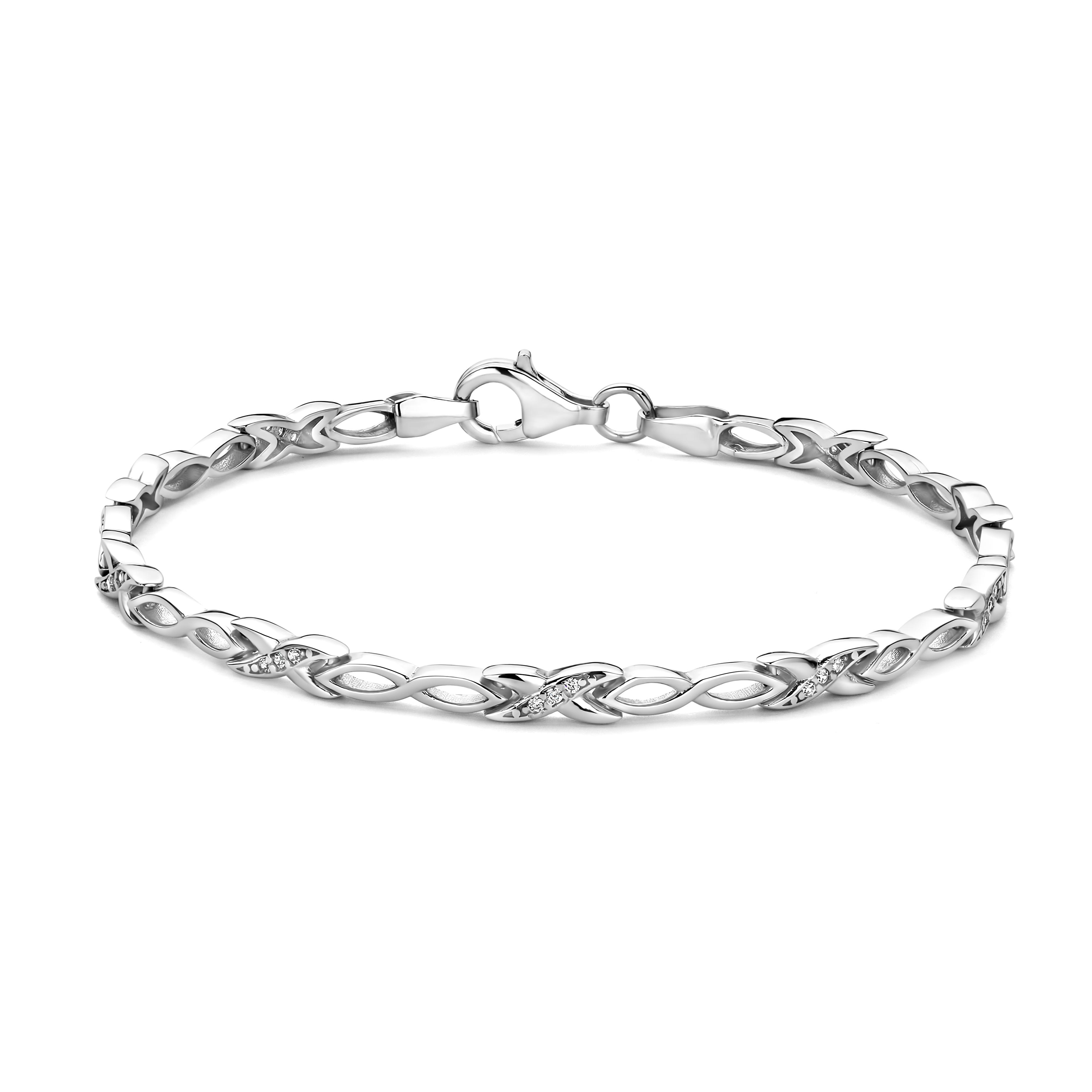 De Rosa di Luca zilveren armband model 62388719 is vervaardigd uit 925 sterling zilver en is versierd met sprankelende zirkonia's. De armband heeft een zilverkleur en valt onder de categorie fantasiearmbanden. Met een lengte van 19 cm is het perfect om elegant solo of gelaagd met andere armbanden te dragen voor een verfijnde look.