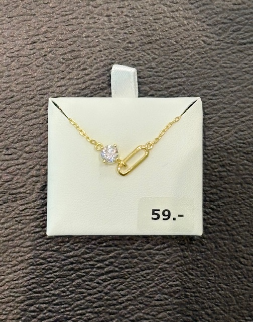 Double collier met schakel en zirkoniasteen