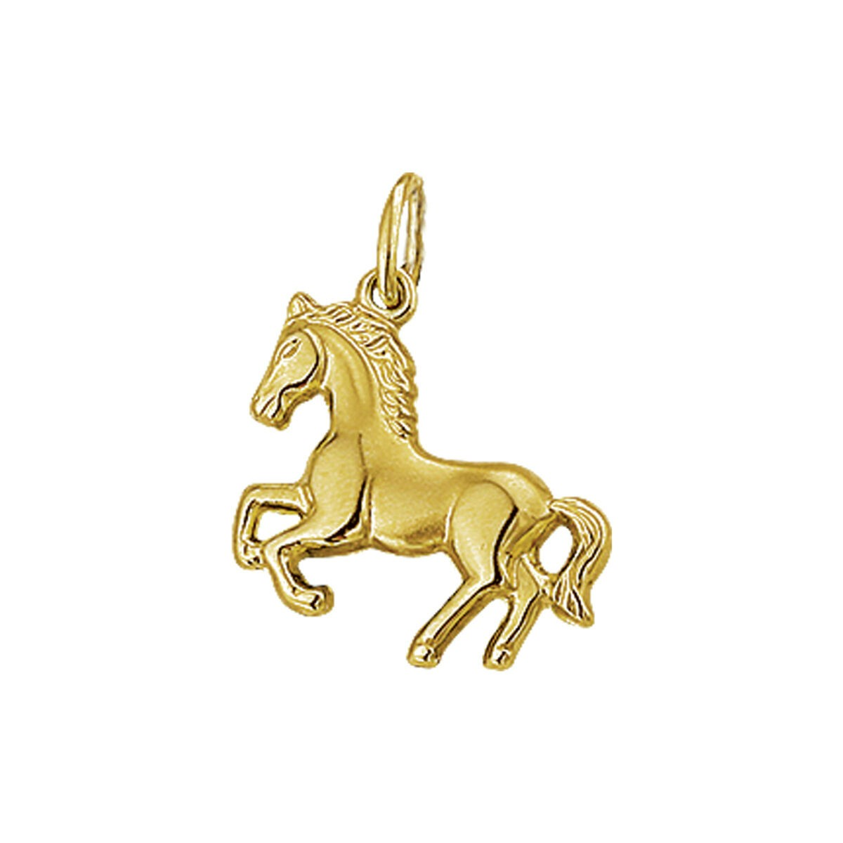 De 14 Karaats Paard-bedel is een verfijnde hanger vervaardigd uit hoogwaardig goud. Als een versierend juweel valt deze bedel prachtig op een ketting of armband te dragen. Perfect voor paardenliefhebbers, biedt deze hanger een elegante toevoeging aan je sieradencollectie. Combineer met andere gouden sieraden voor een stijlvolle uitstraling.