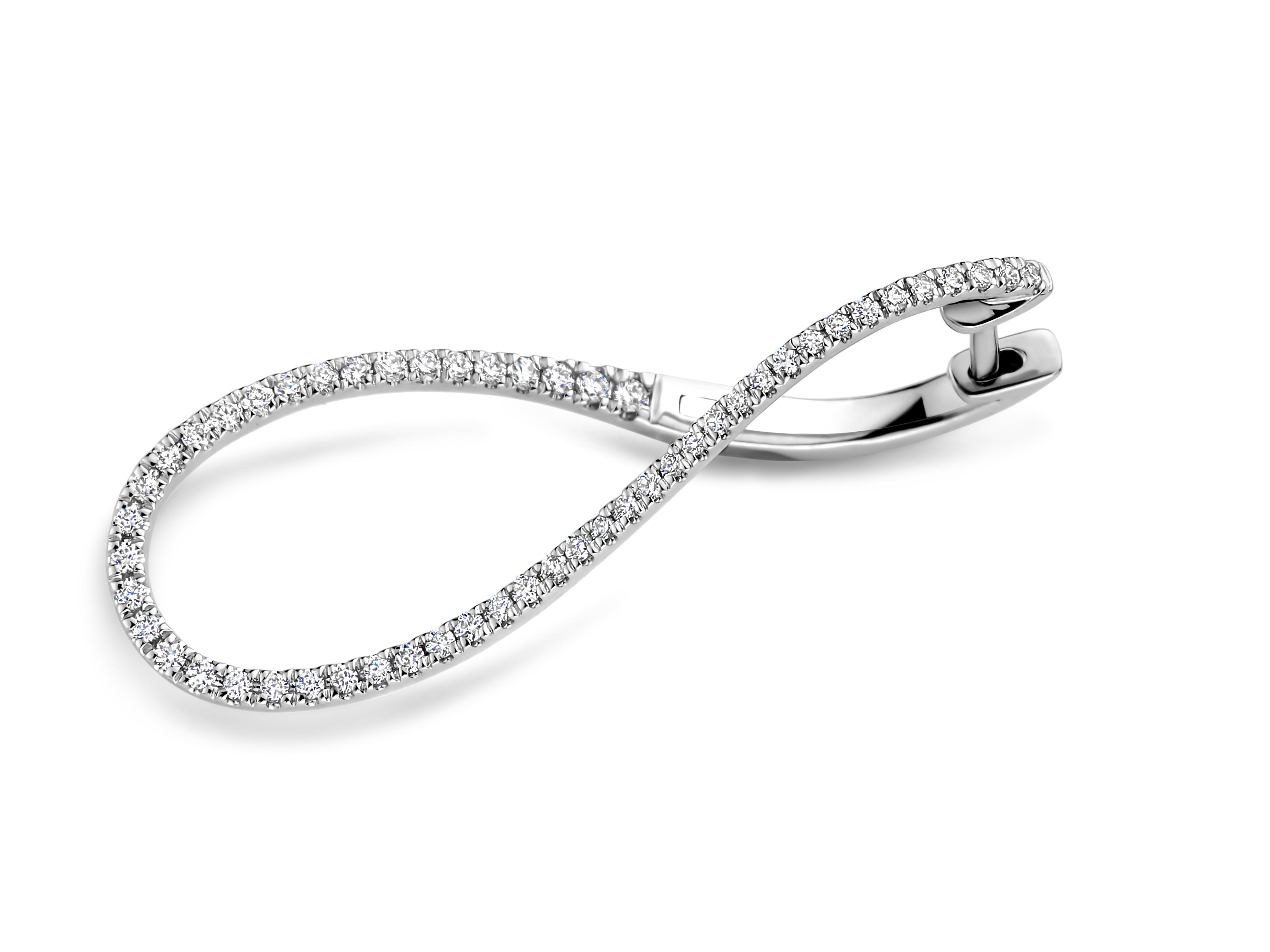 Witgouden creolen (infinity vorm) 18kt met diamanten 0.38ct.