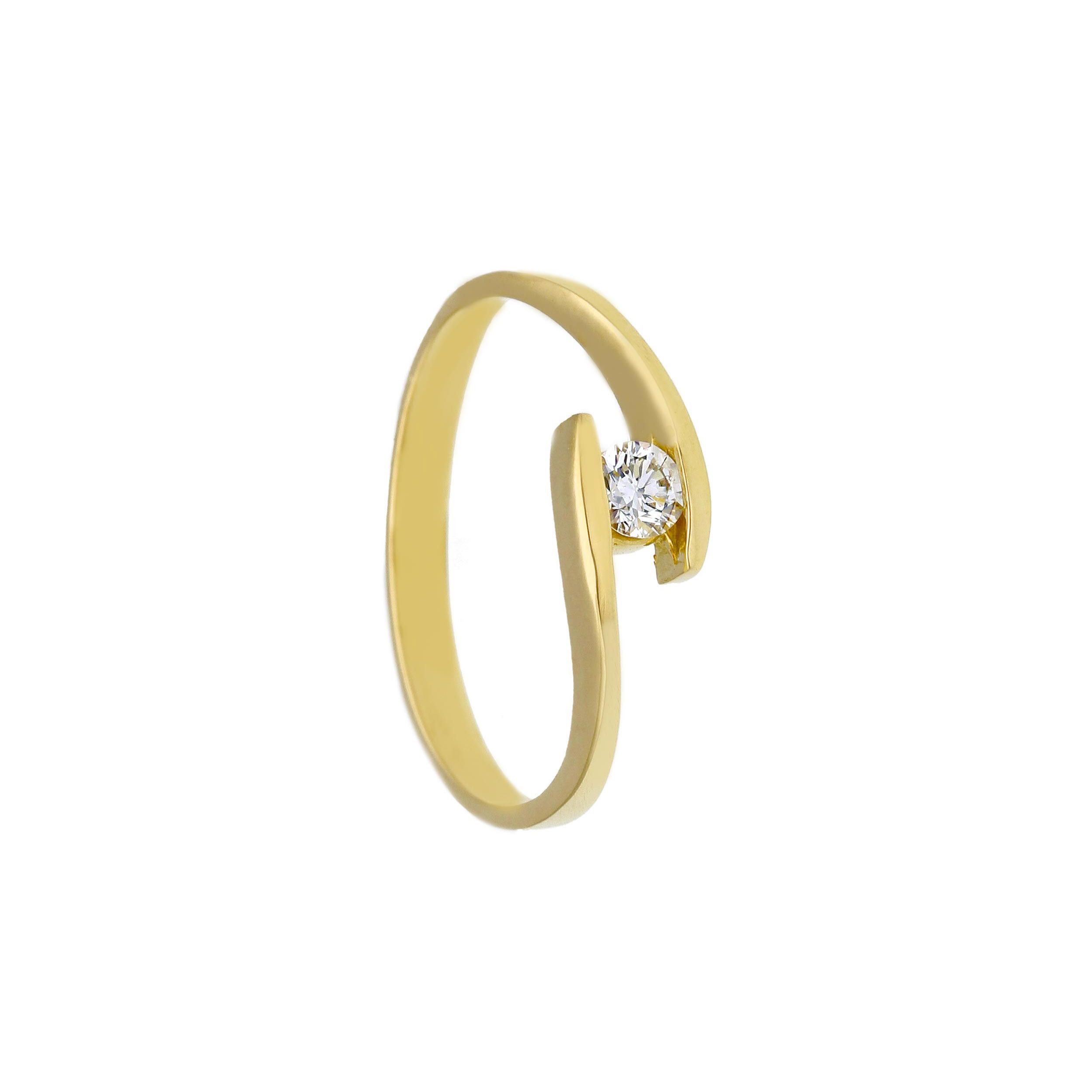 Ring in geel goud 18 k met Diamant 0.13 ct 
