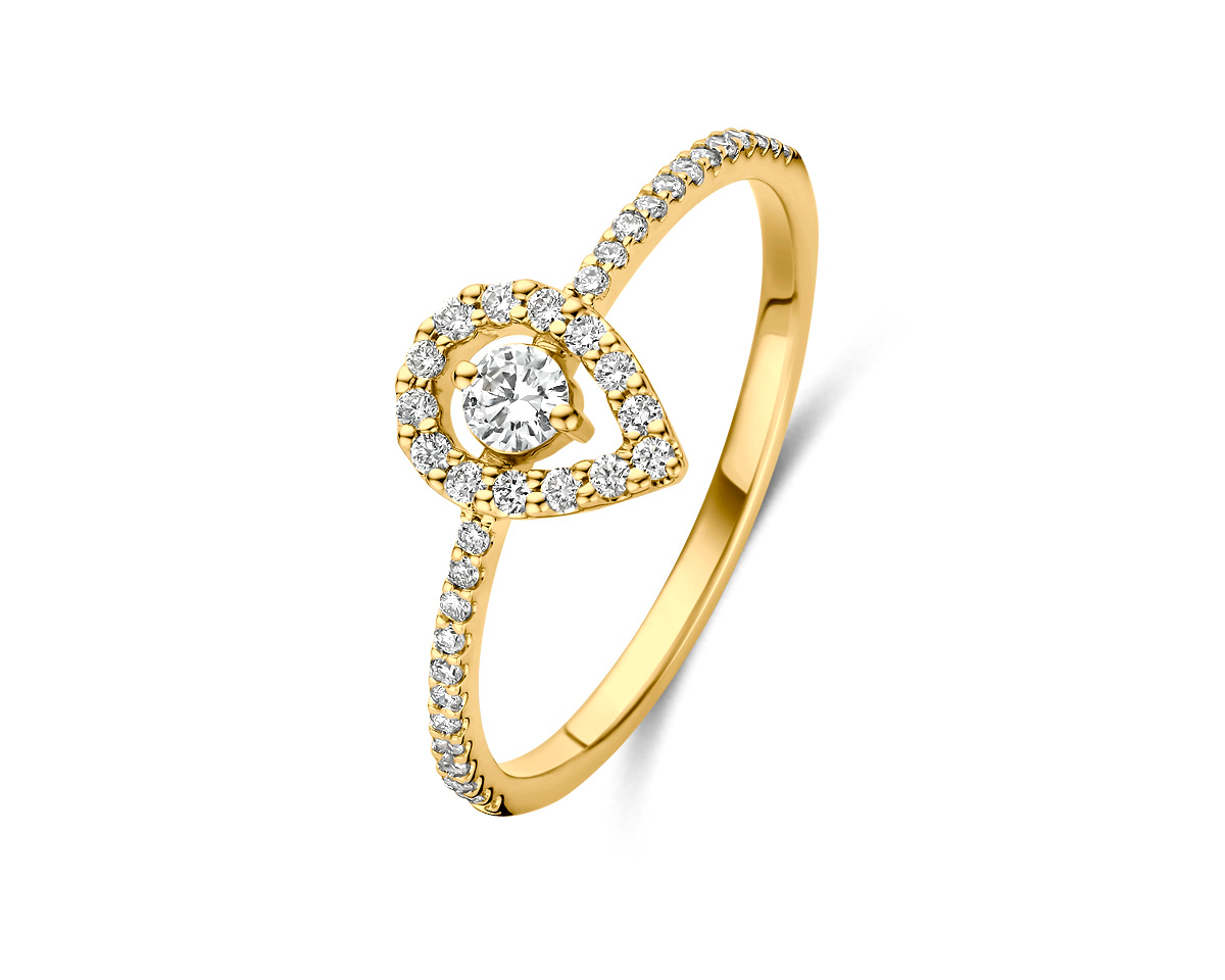 Ring in geel goud 18k met 0.28 ct Diamant 