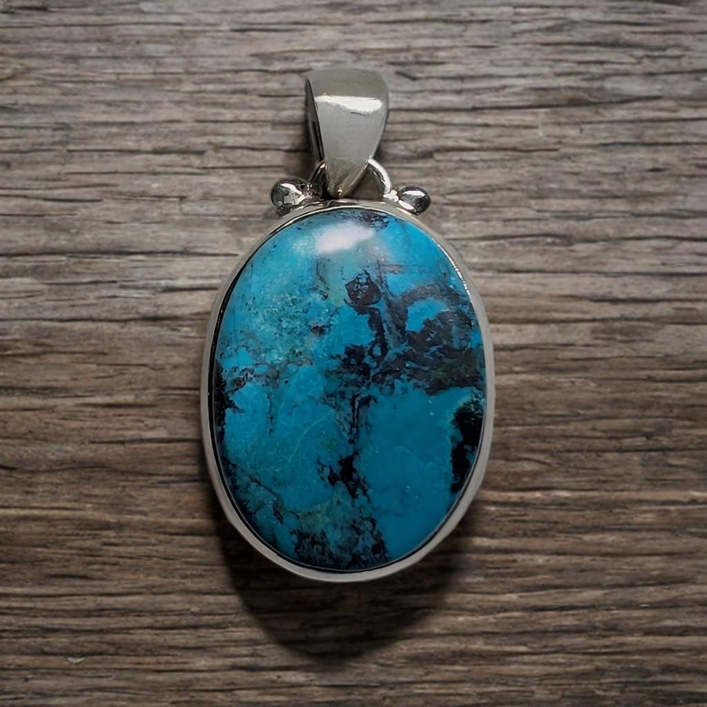 Sterling Zilveren Hanger met Ovaal Geslepen Shattuckiet Mineraal.