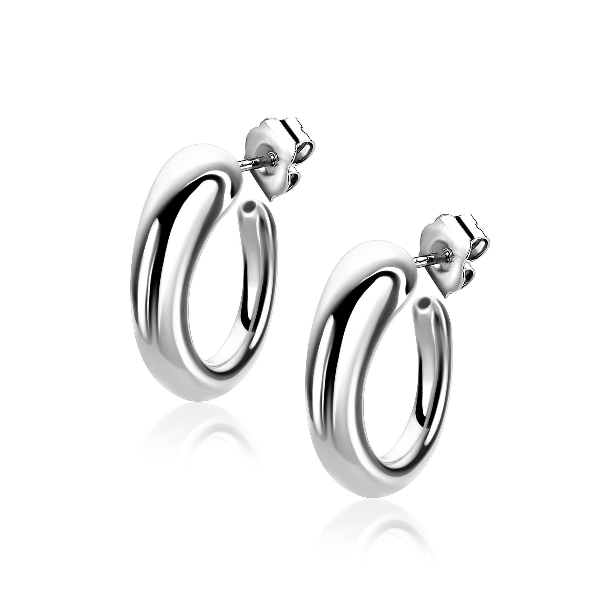 21mm ZINZI zilveren oorringen met een bolle aflopende vorm en met poussette ZIO2788
