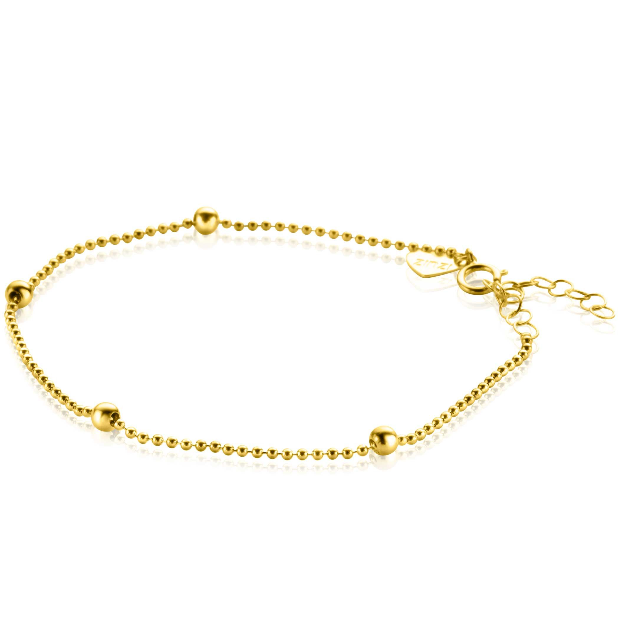 ZINZI Gold 14 karaat gouden bolletjes armband met afwisselend grotere bolletjes van 3mm breed. De lengte van de armband is te vari&euml;ren tussen 16-19cm. Valt sierlijk om iedere pols. Vervaardigd van geheel 14 karaat goud (585). En herkenbaar 'Zinzi' door het kleine gouden Zinzi hartje bij de sluiting.