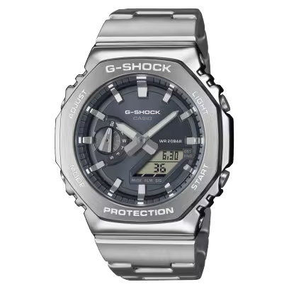 Der GM-2110D-8AER gl&auml;nzt durch sein silberfarbenes Edelstahlgeh&auml;use mit blauem Zifferblatt und Streifenindizes. Mit Mineralglas und 200m Wasserdichtigkeit ist er robust und stilvoll. Das Datum rundet die Funktionalit&auml;t ab. Ideal f&uuml;r den Alltag, passt perfekt zu smarten oder l&auml;ssigen Outfits. Tragen Sie ihn, um sowohl Eleganz als auch Funktionalit&auml;t zu betonen.
