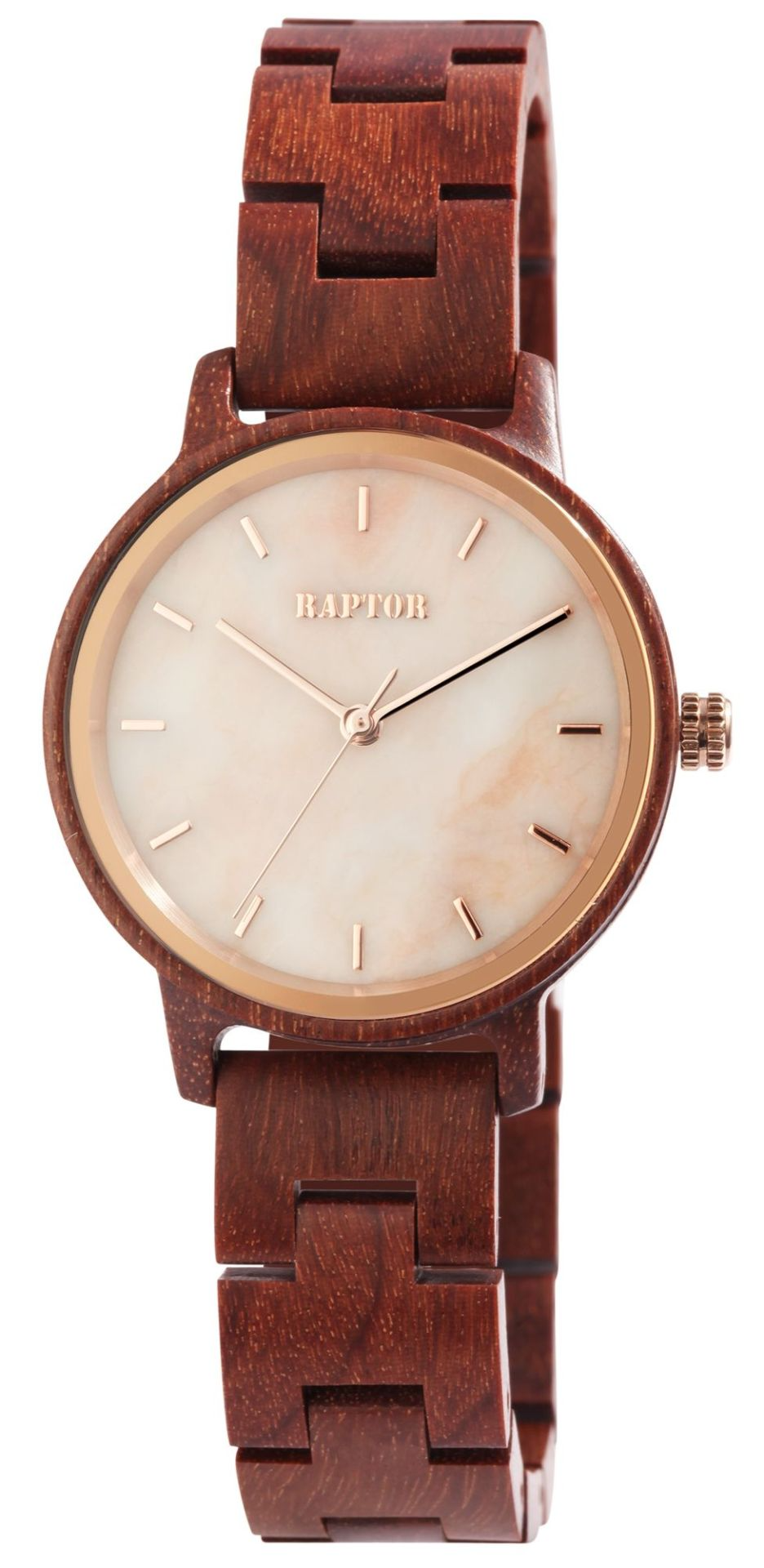 Raptor Damenuhren Ziffernblatt: Ros&eacute; Index  Holzarmband Quartz Wassergesch&uuml;tzt Ref.-Nr.: RA10209-002 Ind.-Nr: RA10209