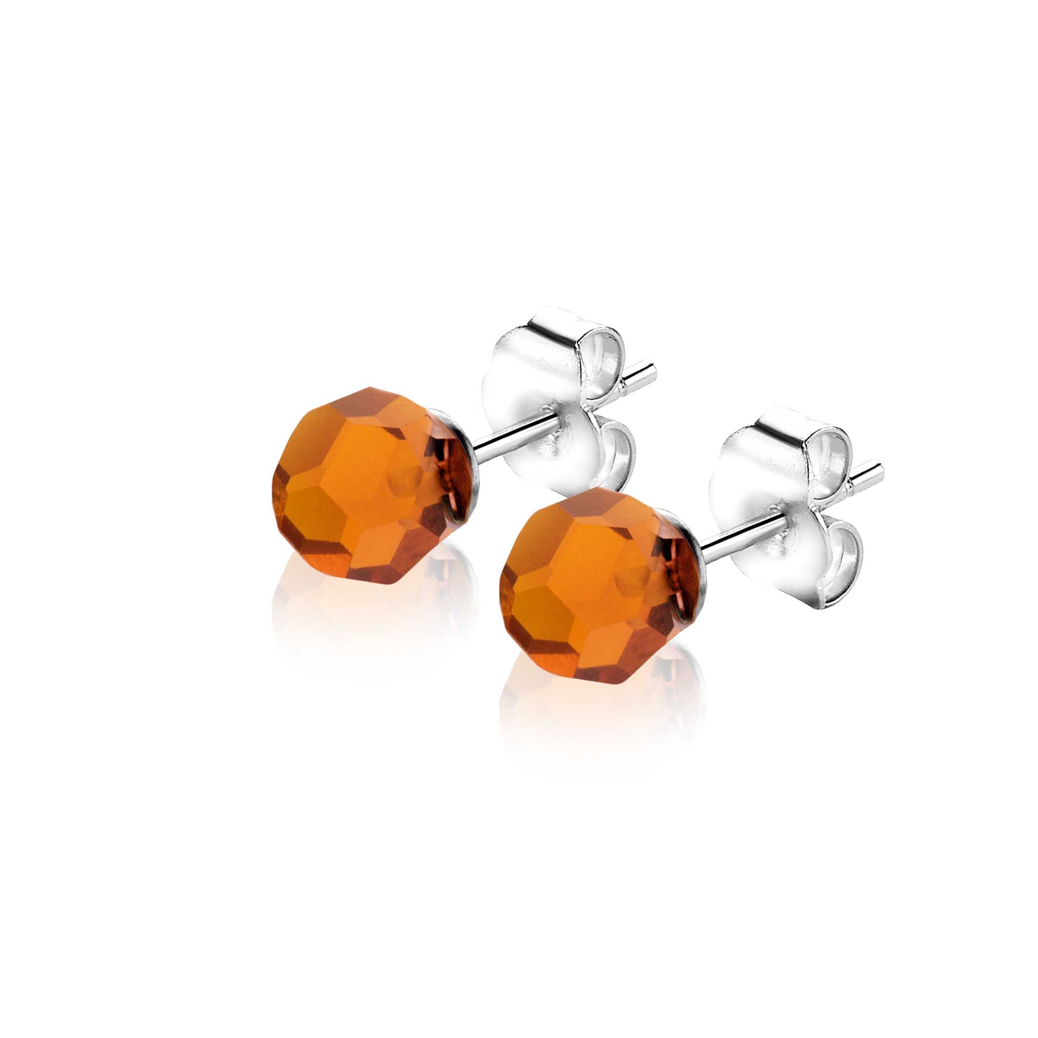 6mm ZINZI zilveren oorknoppen met blauw beads ZIO1317BR