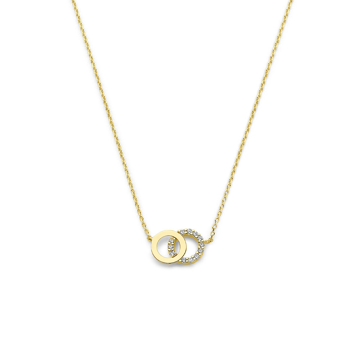 9k Geel kleurig collier met zirkonia. Het collier heeft draaglengtes van 40-42-44cm.