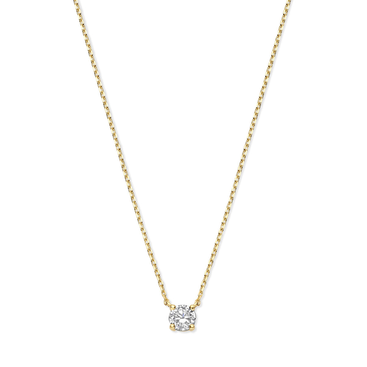 9k Geel kleurig collier uitgevoerd met zirkonia. Het collier heeft draaglentes van&nbsp;40 - 42 - 44 cm.