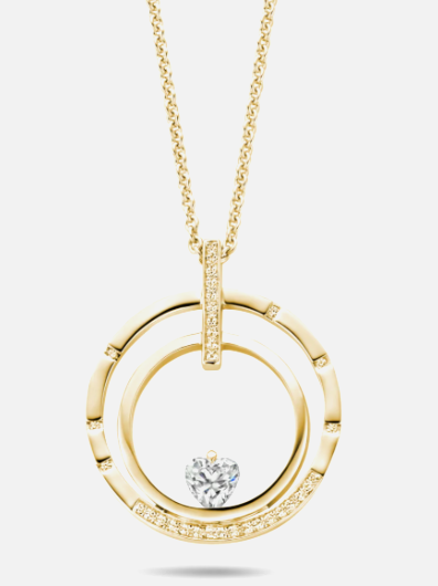 Dit is een collier van het merk FJF Jewellery. Zilver verguld met een hanger.  Dit sieraad bevat de edelsteen: zirconia van swarovski. De kleur van deze edelsteen is: wit.