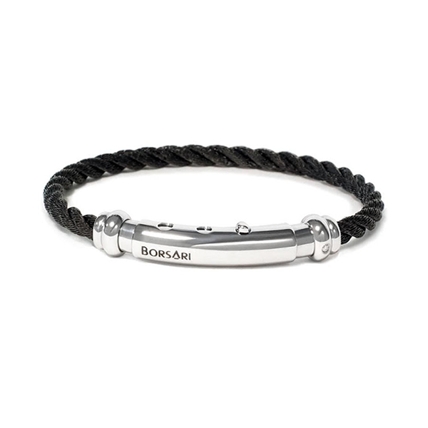 Gepolijste stalen pvd coating zwart  armband met in de sluiting natuurlijke diamant