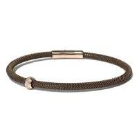 BR-DAM07 BRB (maat S/M/L). Armband van natuurlijk staal rose pvd, gepolijst, sluiting van 925 zilver met rhodium en natuurlijke diamanten, 0,03 ct.
