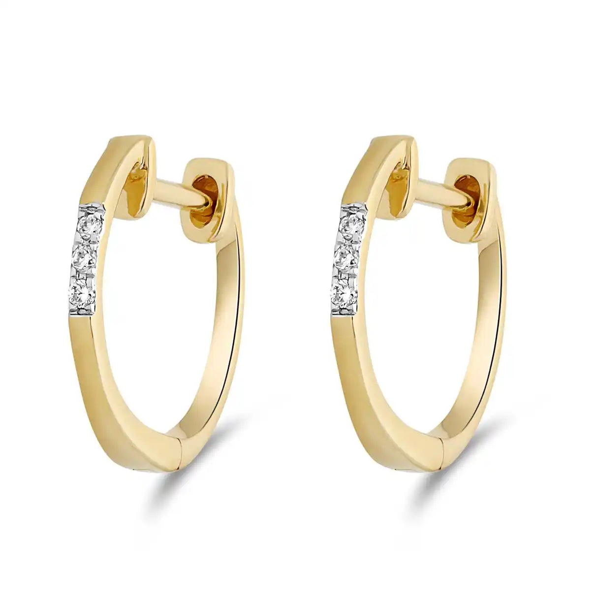 Huiscollectie - 14kt geelgouden klapcreolen bezet met briljant geslepen diamanten - GK2863 14K