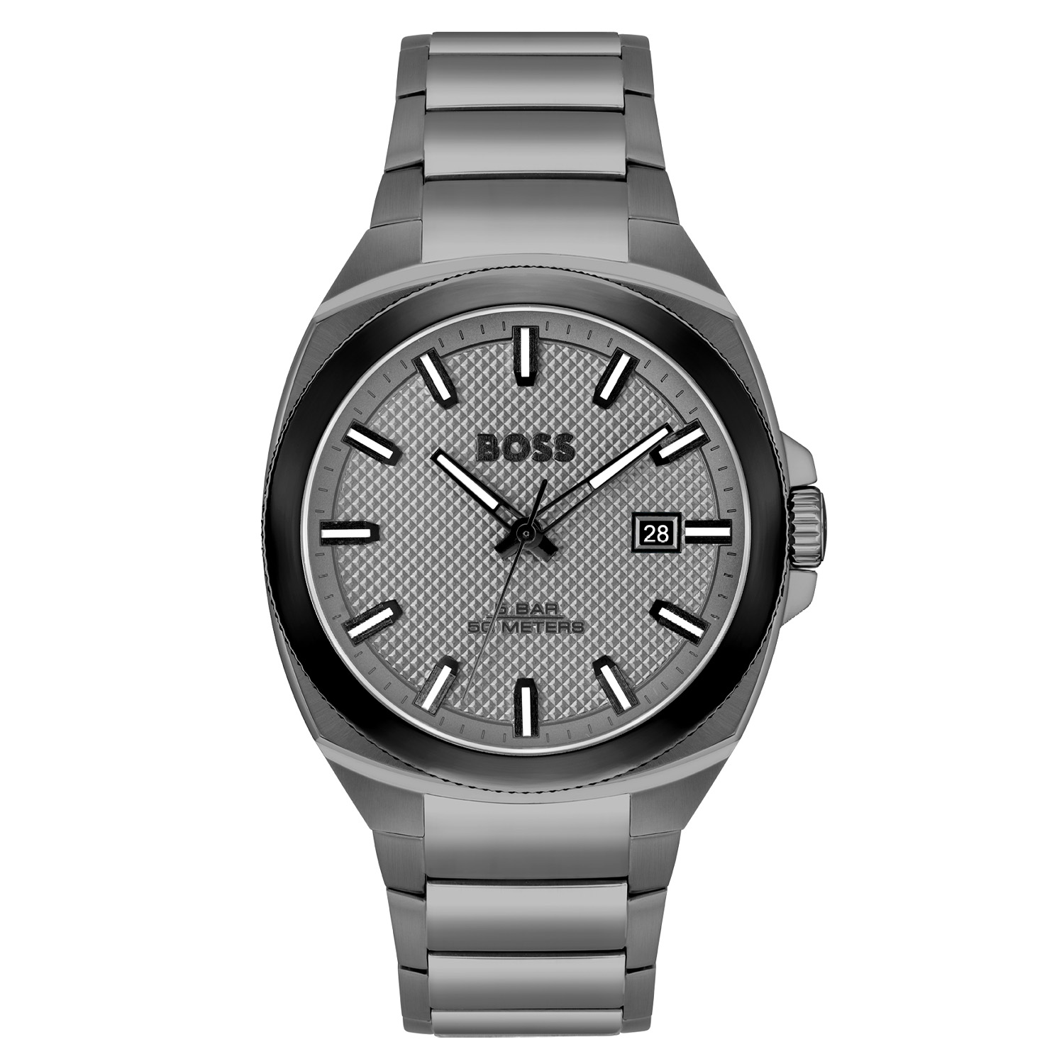 BOSS HB1514137 WALKER Herenhorloge 41mm 
Dit BOSS horloge uit de WALKER serie met artikelnr: HB1514137 heeft een casual look. Zeer geschikt voor de moderne stijlvolle man van nu. Het herenhorloge valt op door zijn grijze stalen vierkante horlogekast met een zwarte ronde bezel en een grijze bewerkte wijzerplaat met datum. Opvallend zijn de wijzers die met lumibrite zijn ingelegd. Aan de kast zit een grijze stalen schakelband met vouwsluiting. De kast van het horloge heeft een doorsnee van 41mm met mineraalglas en is 5ATM. 

HET MERK:
HUGO BOSS is afgestemd op levensstijlen waar het gaat om kwaliteit en precisie. Het wereldwijde fashionlabel is verdeeld in twee merken: BOSS en HUGO. Het merk BOSS biedt geavanceerde, moderne horloges gericht op kwaliteit en design om een onberispelijke look te cre&euml;ren &ndash; of het nu zakelijk, casual of sportief is. De horloge collectie van BOSS is perfect afgestemd op levensstijlen waar het gaat om kwaliteit en precisie. BOSS is op maat gemaakt in een onberispelijke stijl.

Blijf stijlvol bij de tijd. Voor de BOSS-vrouw is stijl het handelsmerk en draait alles om
details. Breng uw look naar een hoger niveau met onze nieuwe en kenmerkende horlogecollectie.

SPECIFICATIES:
- Mineraalglas
- Vierkante kastvorm, &Oslash; 41mm
- Stalen horlogekast
- Grijze wijzerplaat
- Grijze stalen schakelband