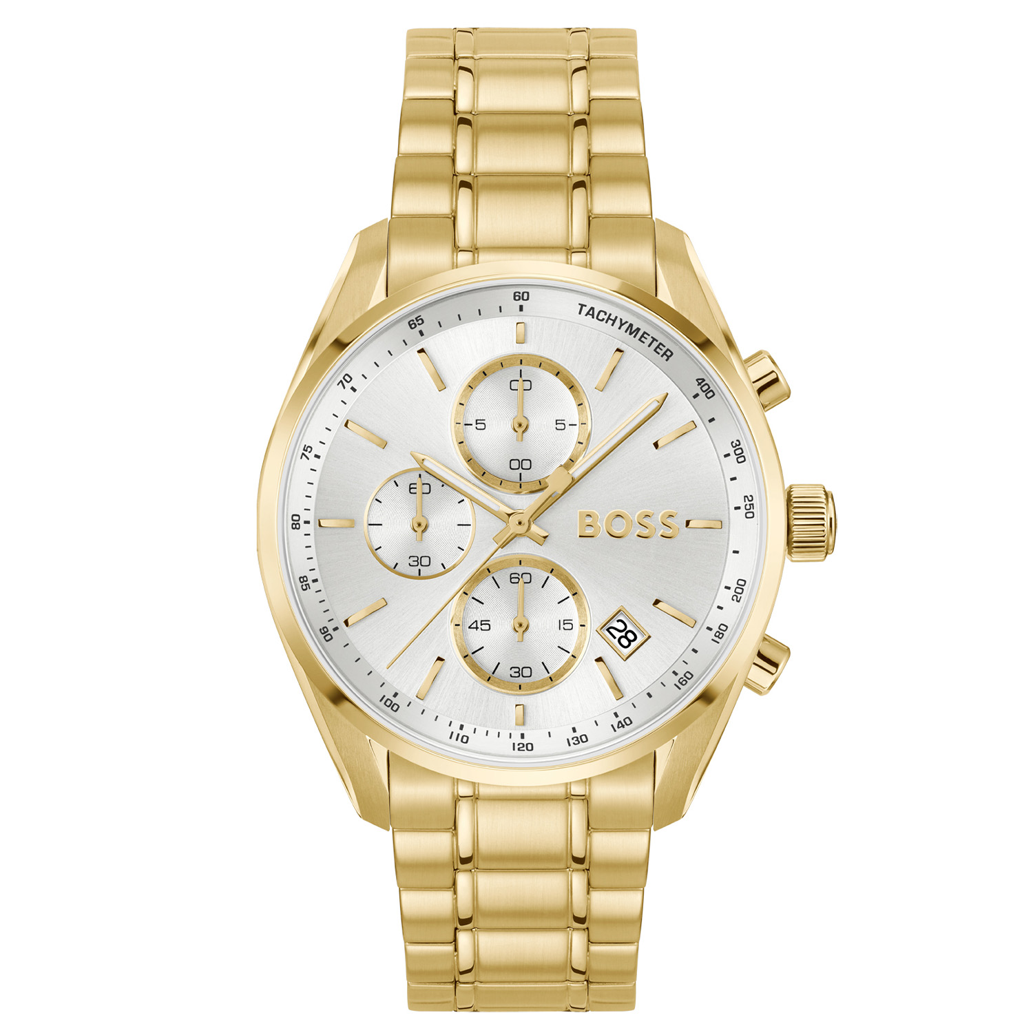 BOSS HB1514261 GRAND PRIX 40 Herenhorloge 40mm
Dit BOSS horloge uit de GRAND PRIX 40 serie met artikelnr: HB1514261 heeft een sportieve uitstraling. Meer dan een horlogeaccessoire is dit horloge een symbool van sportieve luxe stijl en de sensatie van de tijd. Verrijk uw pols met een horloge dat de essentie van racen belichaamt, waar snelheid en verfijning samenkomen in een naadloze combinatie van vorm en functie. Dit herenhorloge valt op door zijn stalen goudkleurige horlogekast met een glanzende bezel en zijn zilverwitte sunray wijzerplaat met een chronograaf en een datum. Opvallend zijn de gepolijste wijzers, subeyes en uurstrepen. Aan de kast zit een stalen goudkleurige schakelband met vouwsluiting. Het horloge heeft een doorsnee van 40mm met een mineraalglas en is 5ATM. 

HET MERK:
HUGO BOSS is afgestemd op levensstijlen waar het gaat om kwaliteit en precisie. Het wereldwijde fashionlabel is verdeeld in twee merken: BOSS en HUGO. Het merk BOSS biedt geavanceerde, moderne horloges gericht op kwaliteit en design om een onberispelijke look te creëren – of het nu zakelijk, casual of sportief is. De horloge collectie van BOSS is perfect afgestemd op levensstijlen waar het gaat om kwaliteit en precisie. BOSS is op maat gemaakt in een onberispelijke stijl.

Blijf stijlvol bij de tijd. Voor de BOSS-vrouw is stijl het handelsmerk en draait alles om
details. Breng uw look naar een hoger niveau met onze nieuwe en kenmerkende horlogecollectie.

SPECIFICATIES:
- Mineraalglas
- Ronde kastvorm, Ø 40mm
- Stalen goudkleurige horlogekast
- Zilverwitte wijzerplaat
- Stalen goudkleurige schakelband
- Chronograaf en datum
- 5ATM