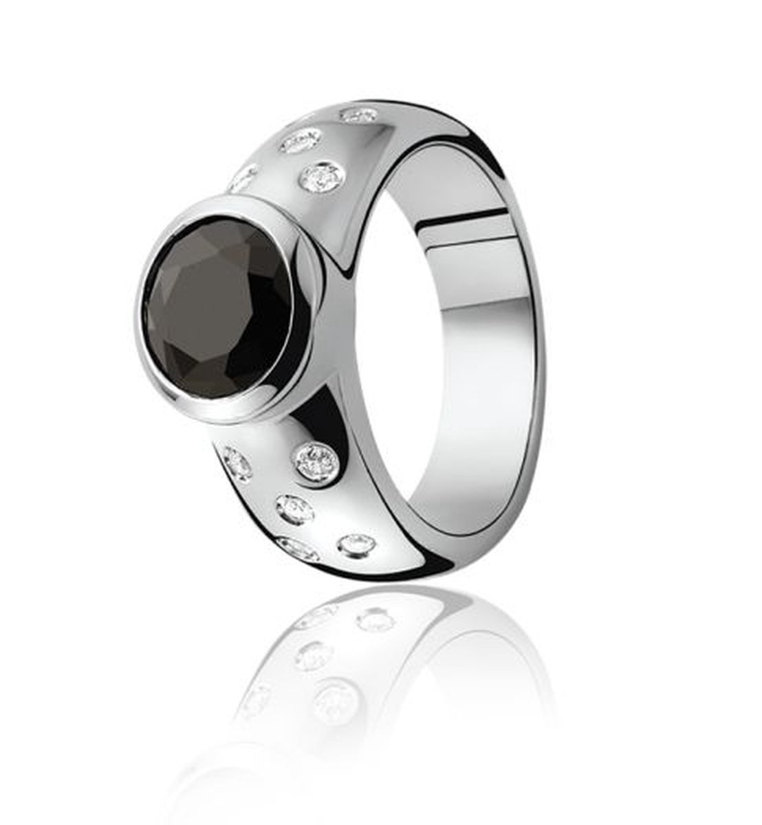 Zinzi zilveren ring zwart zirkonia ZIR575Z54
