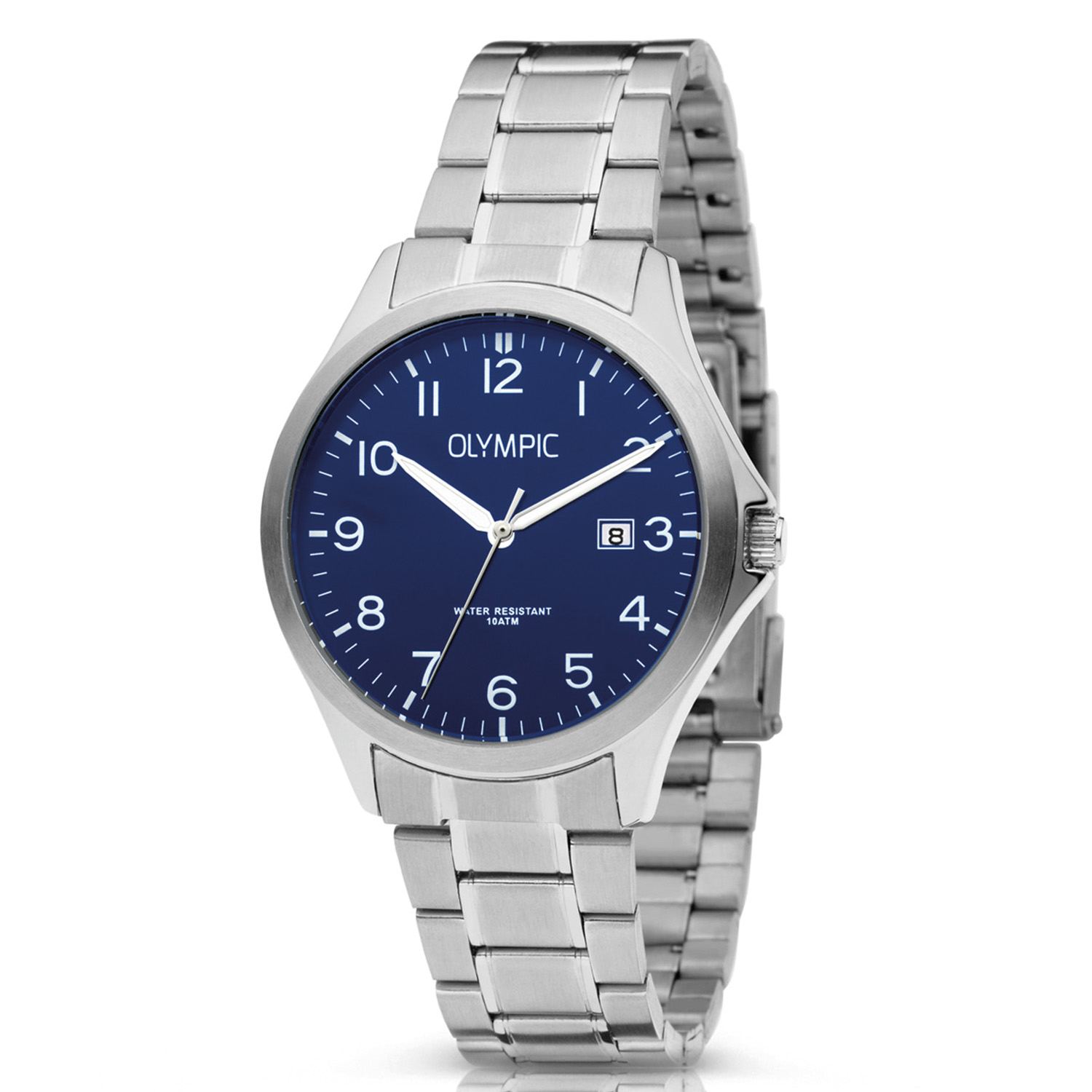 Olympic OL72HSS243 ROBIN - Horloge - Staal - Zilverkleurig - 40mm
Dit unieke Olympic horloge met artikelnummer: OL72HSS243 is een klassiek/ sportief herenhorloge. De zilverkleurige stalen kast heeft een blauwe wijzerplaat met Arabische cijfers en streepjes en een datumaanduiding. Aan het horloge zit een stalen schakelband met een vouwsluiting. Het horloge heeft een mineraalglas, een afmeting van 40mm en is 10 ATM.

Waterdichtheid 10 ATM
Dit horloge is bestand tegen water bij het zwemmen en douchen. Dit horloge is niet bestand tegen (grote) waterdruk dus je kunt er niet mee duiken.

Het merk:
Het Nederlandse horlogemerk Olympic levert stoere chronografen, slimline series, digitale uurwerken en elegante dameshorloges. De prijs-kwaliteitverhouding staat bij Olympic hoog in het vaandel met prijzen die uiteenlopen van &euro; 34,95 tot en met &euro; 139,00.

100% Nederlands ontwerp, waterdicht en standaard 3 jaar fabrieksgarantie.

Specificaties:
- Zilverkleurige horlogekast
- Blauwe wijzerplaat
- Zilverkleurige schakelband
- 10 ATM (Regen- & spatwaterdicht)
- Standaard 3 jaar fabrieksgarantie
- Mineraalglas