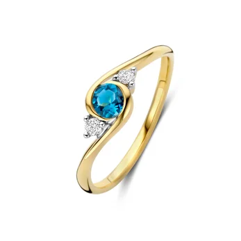 Gouden ring met topaas en diamanten in maat 18