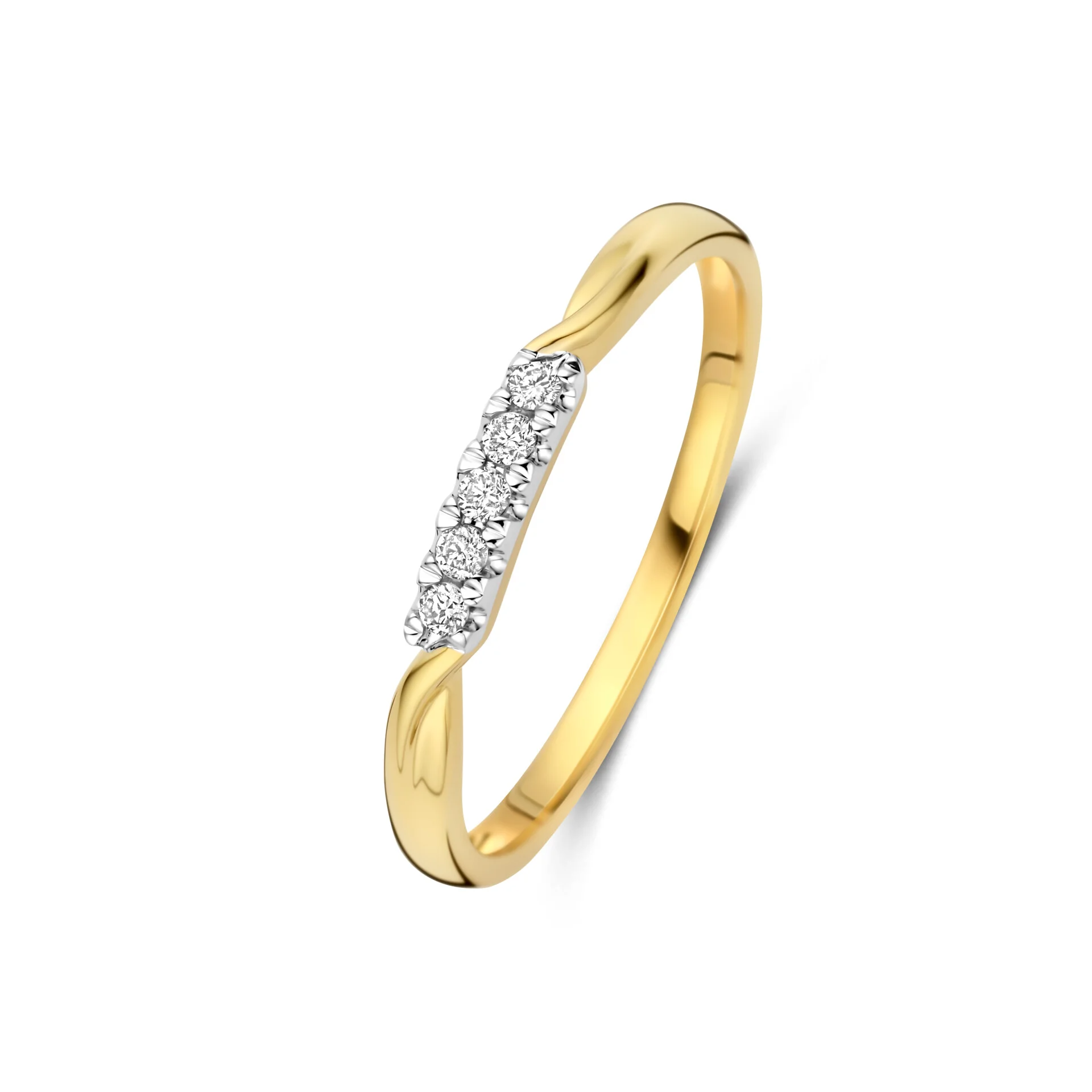 Gouden ring met diamanten 0,08 in maat 17,5