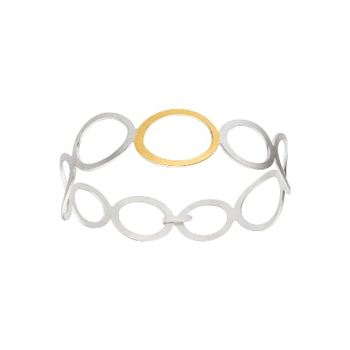 Dieser Armreif besticht durch ein elegantes Design und eine hochwertige Verarbeitung. gefertigt in Silber 925 und mit Gold 900 bel&ouml;tet. Der beste Weg, ihn zu tragen, ist als stilvoller Akzent am Handgelenk, perfekt kombinierbar mit anderen Accessoires f&uuml;r einen modernen Look.