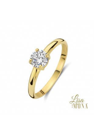 Ring geel 14 kt met zirconium