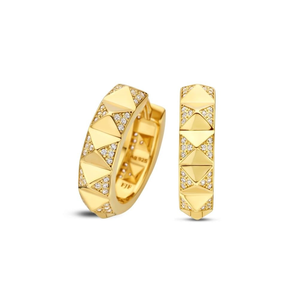 FJF Jewellery oorringen zilver goldplated met zirkonia's FJF0030085YWH