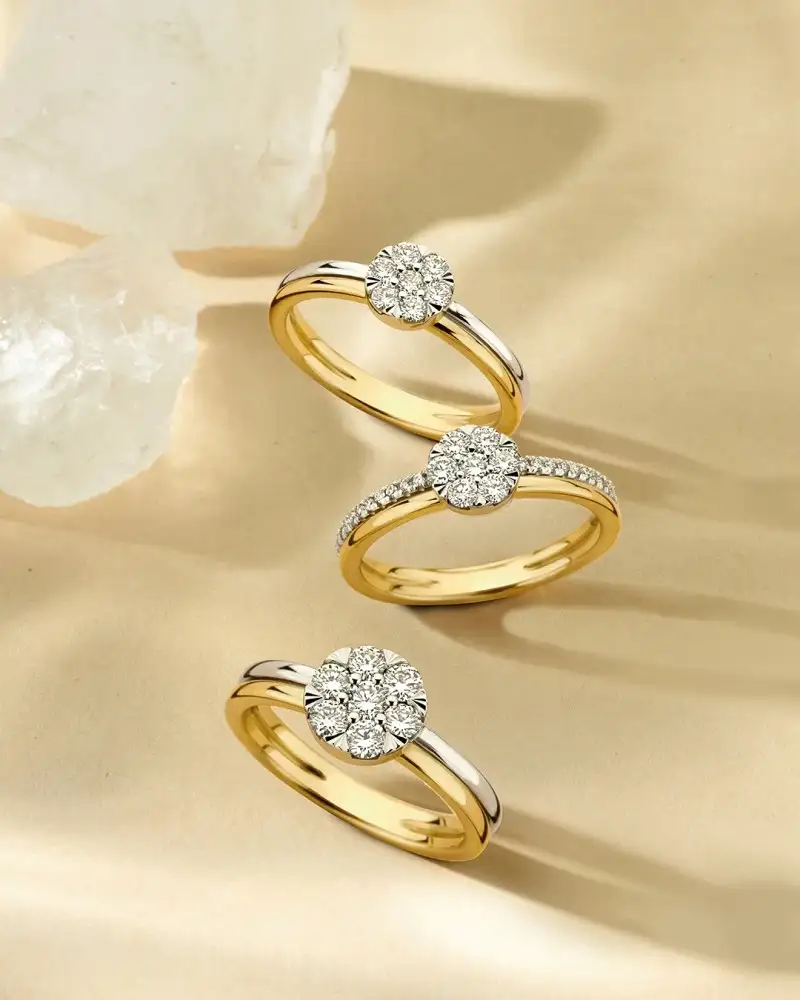 Excellent RK418274-54 Gouden Bi Colour Entourage Ring met Zijstenen 0.36 ct