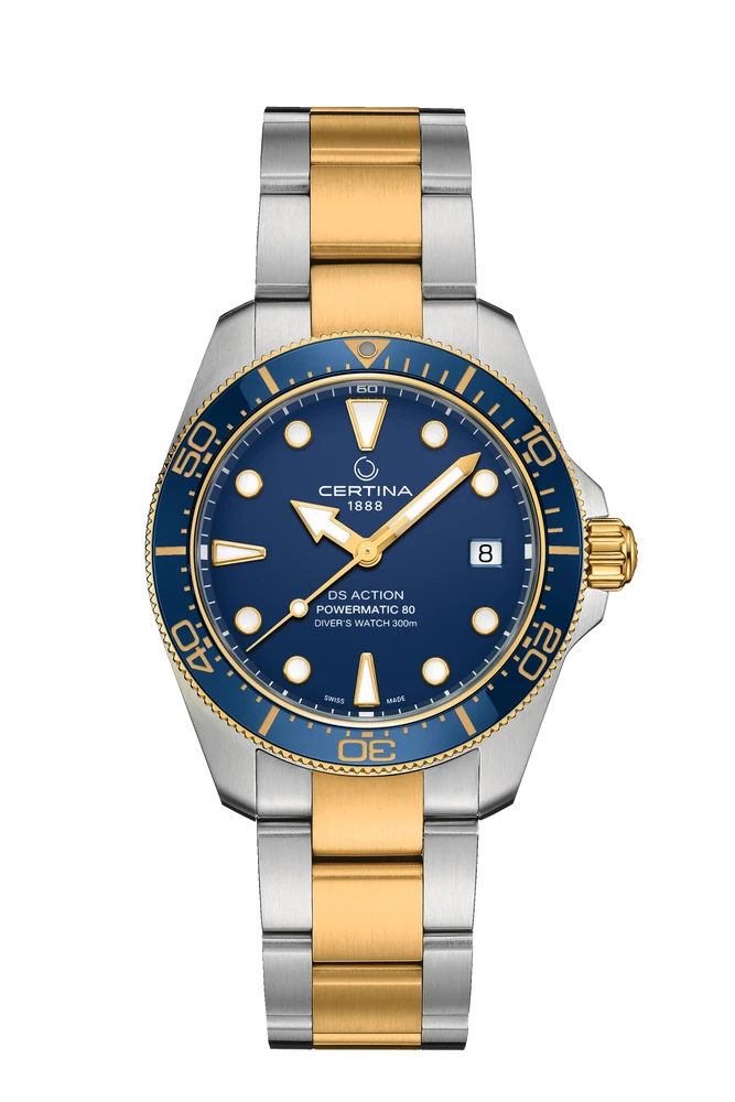 De DS Action Diver 38mm Powermatic 80 (modelnummer C0488072204100) is een automatische roestvrijstalen horloge met een blauw wijzerplaat en goud-zilveren accenten. Voorzien van een saffier gecoate glazen kast, analoge tijdsindicatie en datumaanduiding. Perfect voor dagelijks gebruik en formele gelegenheden. Draag dit horloge met gepaste elegantie voor een tijdloze, verfijnde look.