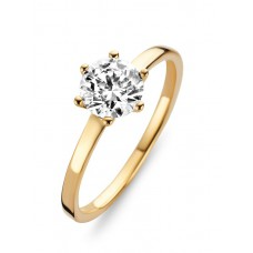 Solitairring geel goud met zirconium