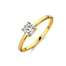 Solitair geel goud met zirconium