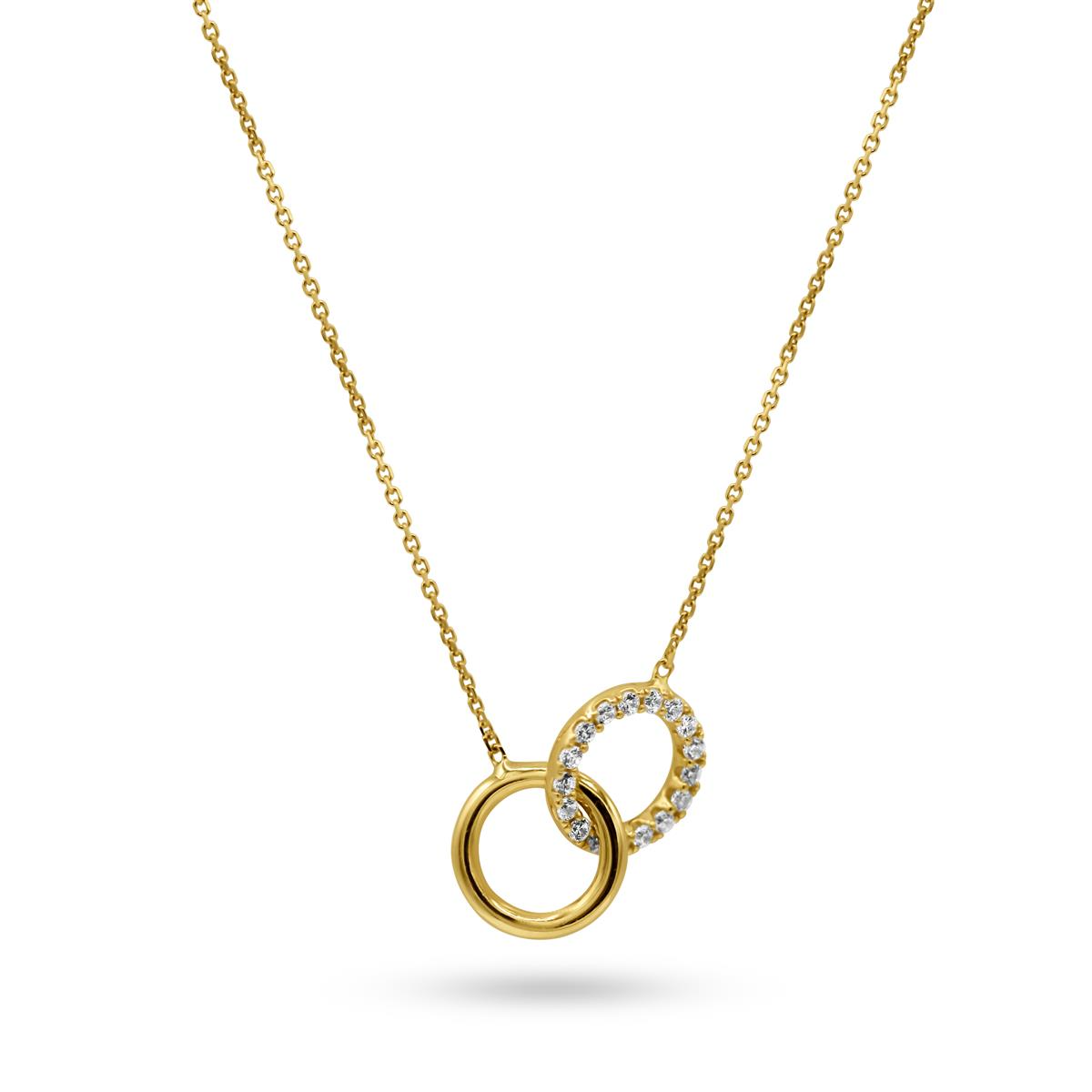 Ketting geel 18 kt met fantasie tussenstuk gezet met zirconia