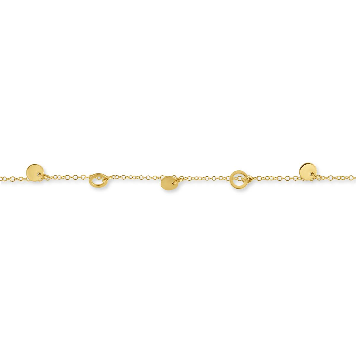 Armband geel 18 kt met hangende cirkels