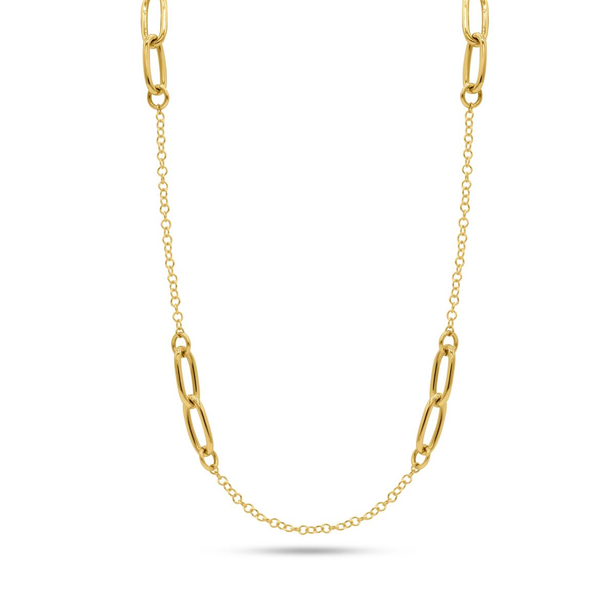 Ketting geel 18 kt met fantasie schakels