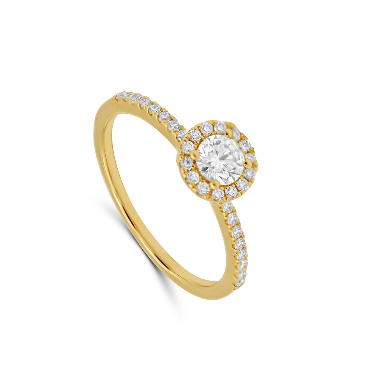 Ring geel 18 kt met diamant 0.54 ct