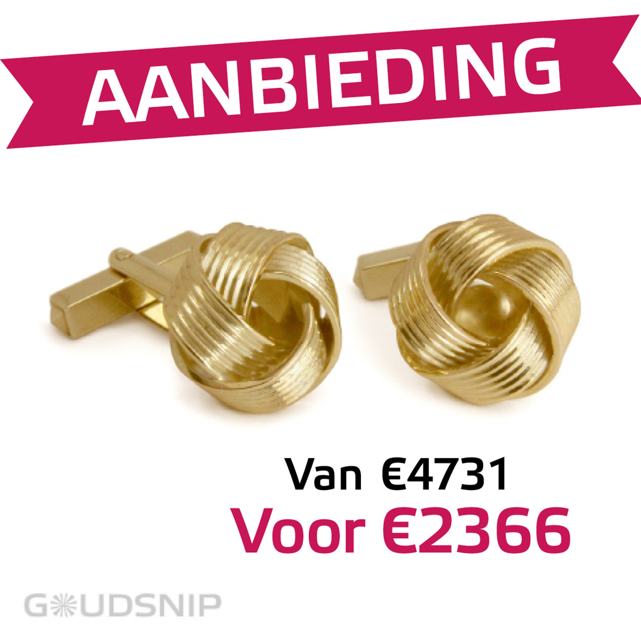 Nu 50% korting op deze prachtige manchetknopen.
U betaald nu &euro;2366,- i.p.v. &euro;4731,-