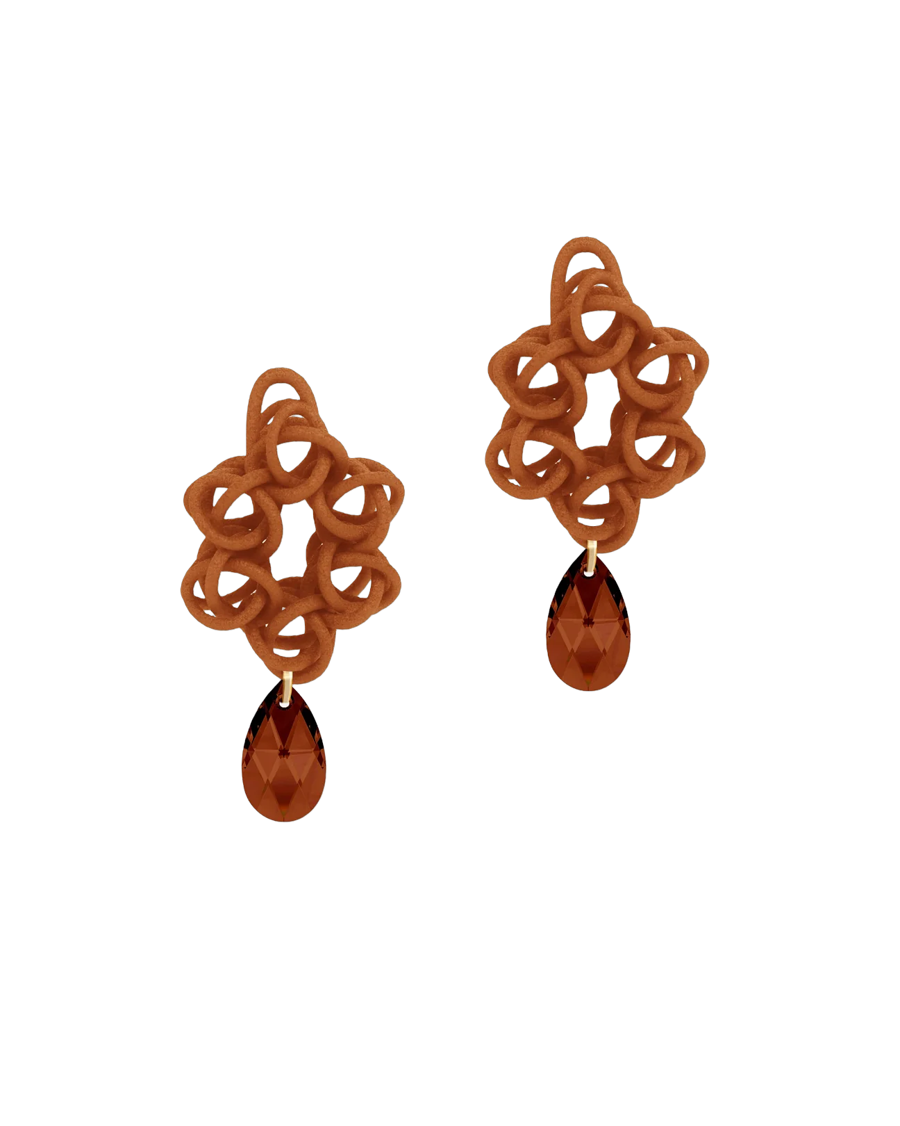 Fabnora Cosmos oorring aanhanger Amber Glow waaraan een smoked amber steen