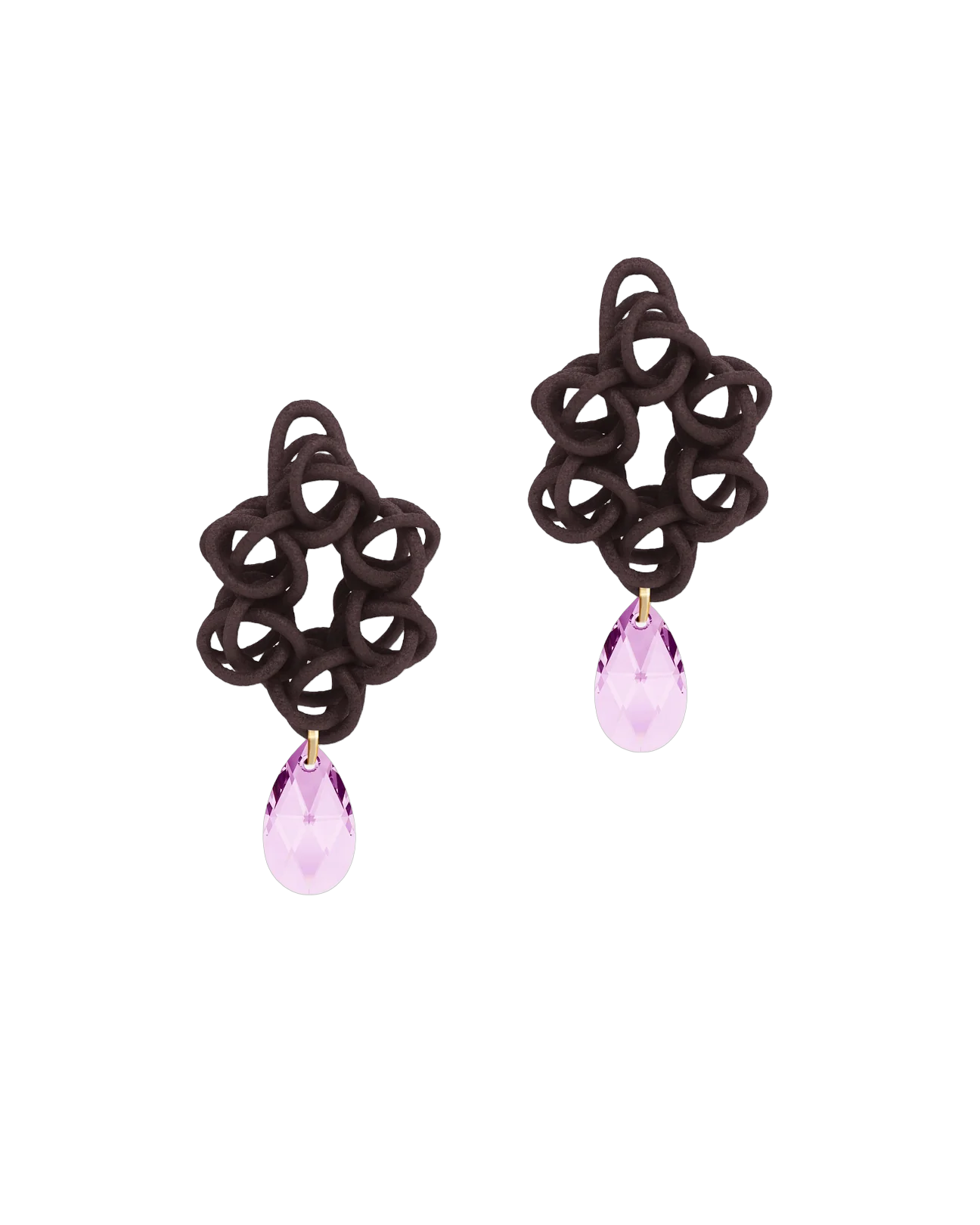 Fabnora Cosmos oorring aanhanger smoky chestnut met ametist steen