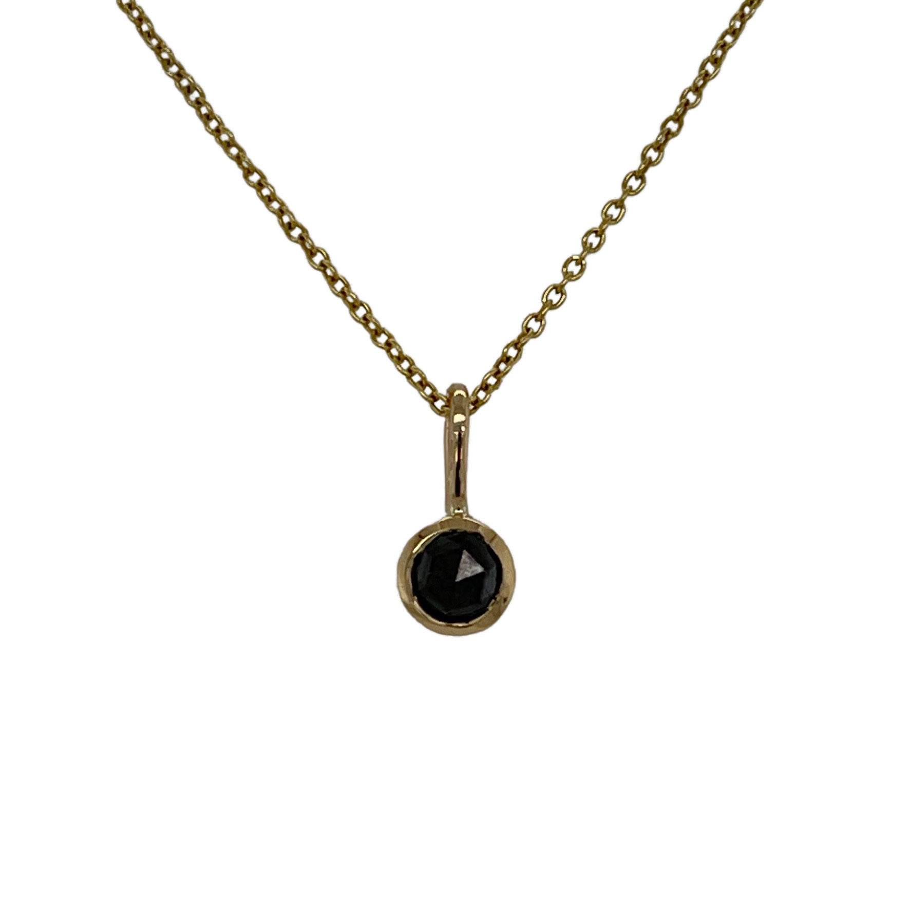 GG HANGER 14kt MET 5mm ROOS GESLEPEN ZWARTE DIAMANT 