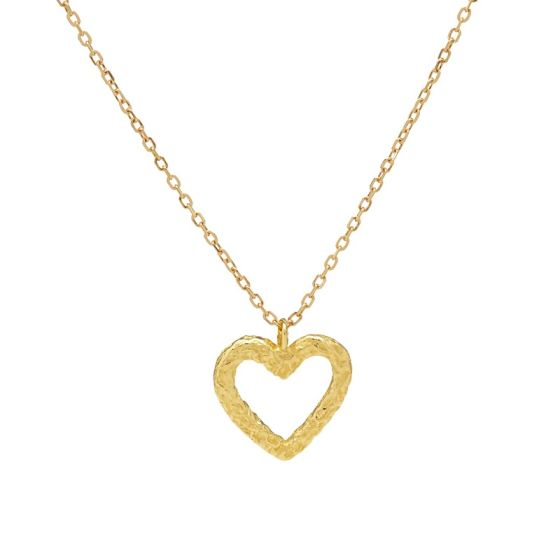Karma Jewerly zilver verguld collier Lila Hammered Heart