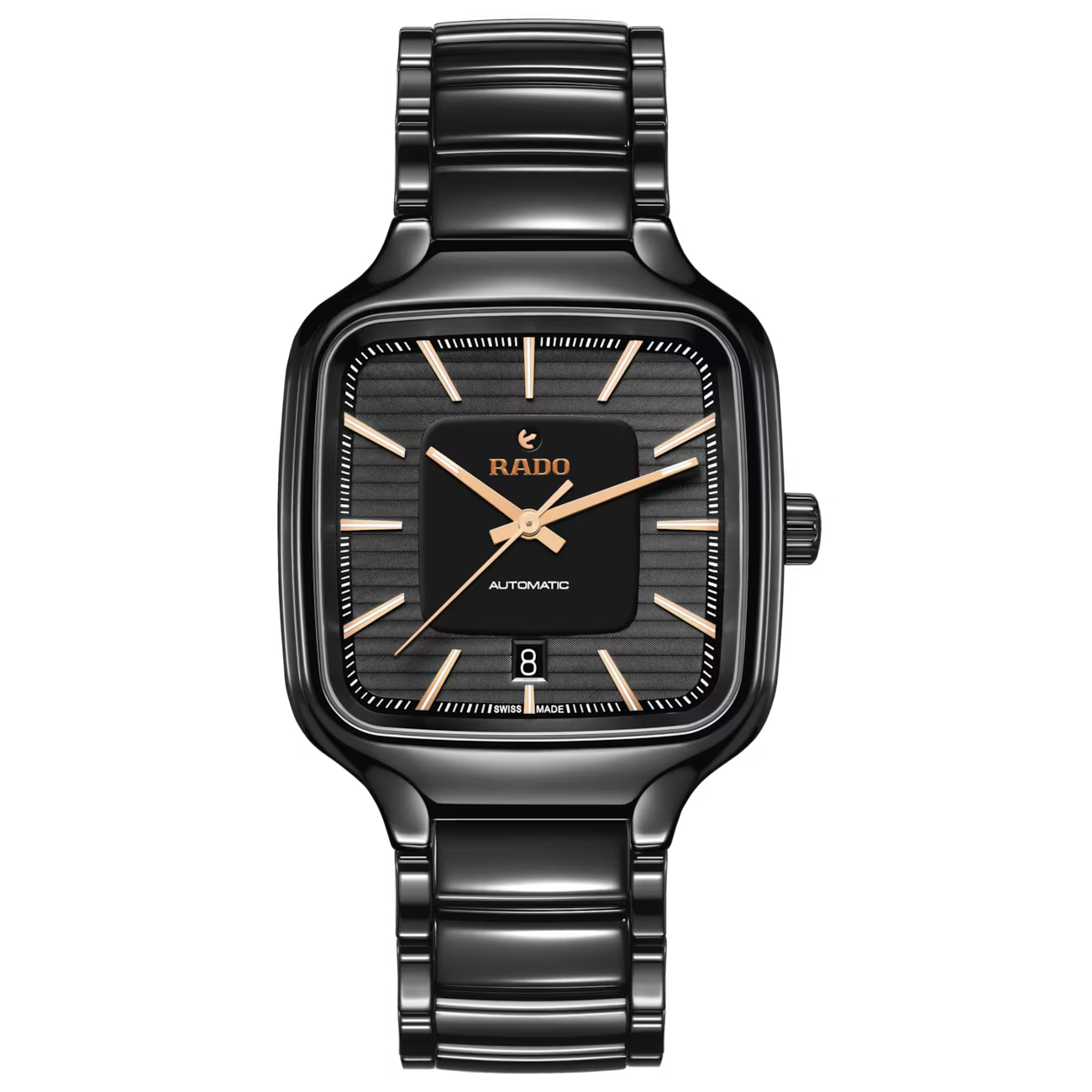 De Rado R27078172 True Square Automatic is een elegant horloge met een automatisch uurwerk en een vierkante kast van high-tech ceramic. Het heeft een datumweergave en een saffierglas. Dit horloge kan het best gedragen worden bij formele gelegenheden, maar is ook geschikt voor dagelijks gebruik. Draag het om je pols voor een verfijnde look. Het is een tijdloos accessoire dat je outfit compleet maakt.