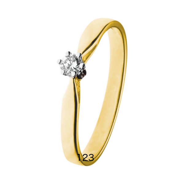Eclat Klassieke 6 Poots Solitair Ring Witgoud met 0.05 ct