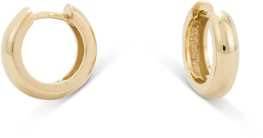 een paar 14 krts geelgouden oorringen 14mm doorsnede en 3,5mm dik.