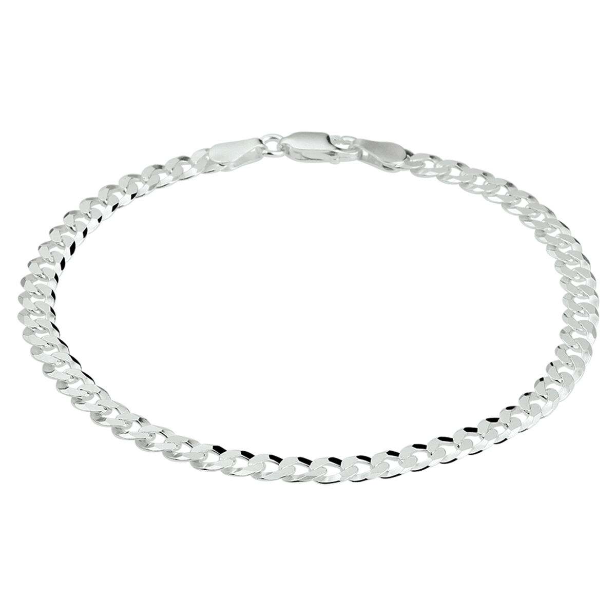 Gerhodineerd 925 zilveren gourmet armband met een schakelbreedte van 4.3mm. De armband heeft een karabijn sluiting en een draaglengte van 20cm.