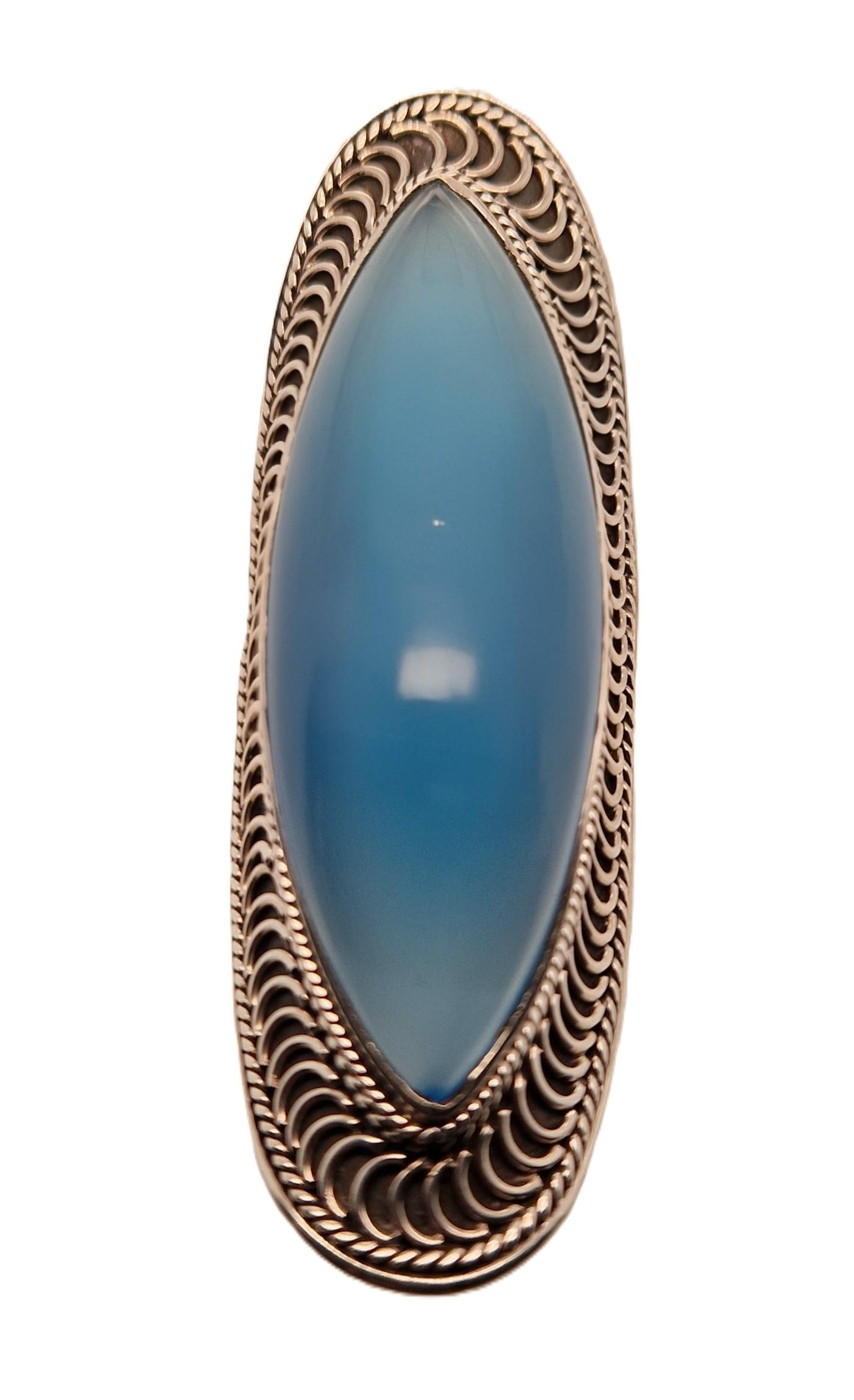 grote zilveren ring met agaat 
66 mm bij 23 mm