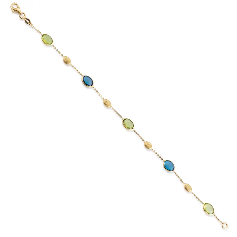 Gouden armband met bauw topaas en peridot