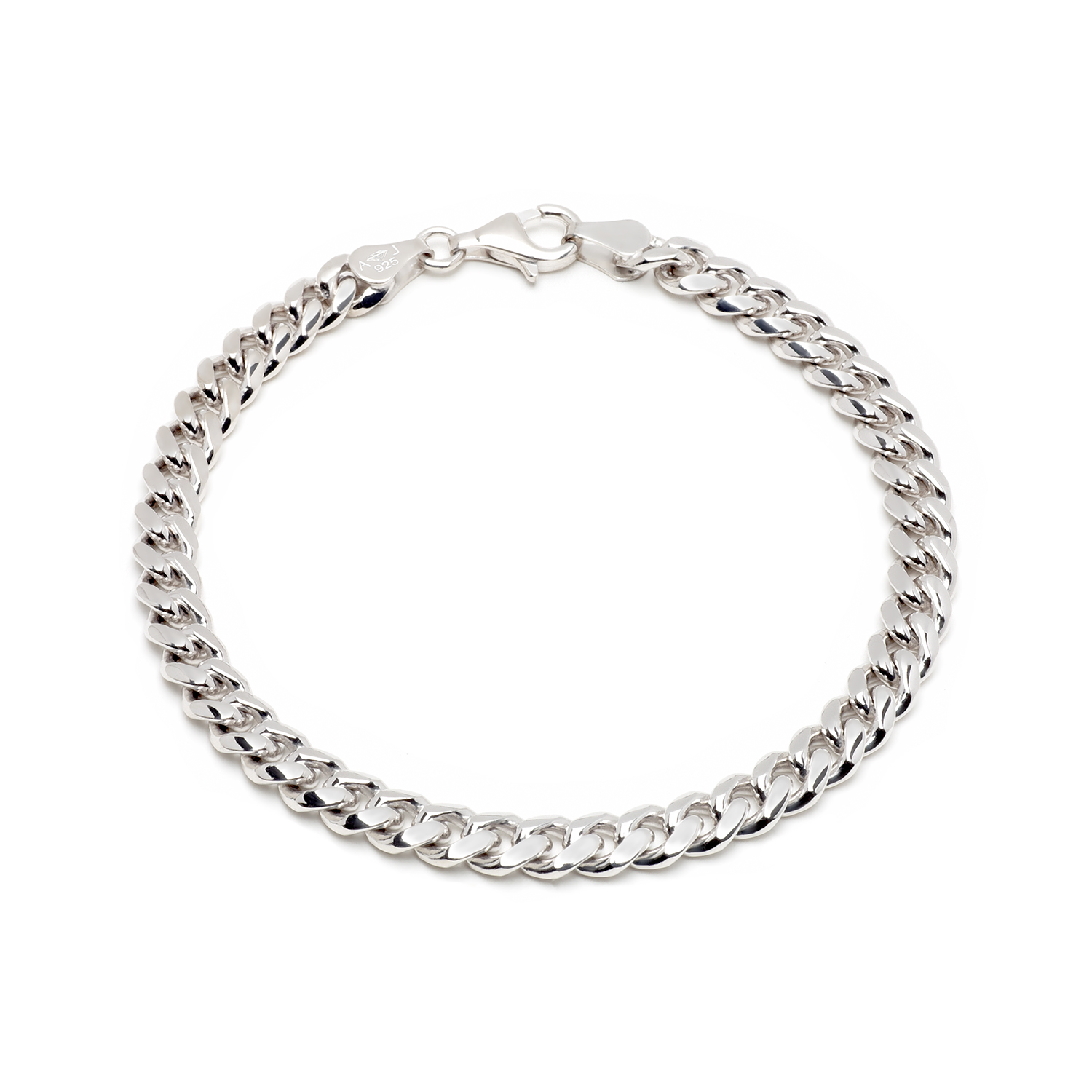 Zilveren gerhodineerde bol geslepen gourmet armband 6mm 22cm