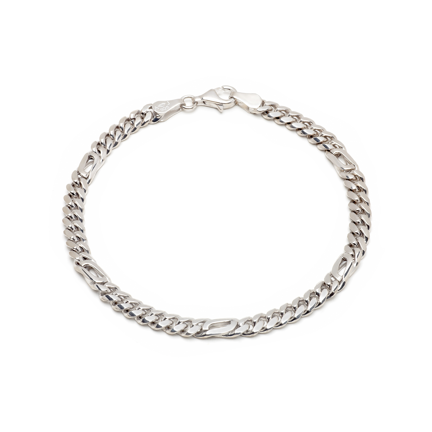 Zilveren gerhodineerde gourmet/valkoog 5mm 19cm