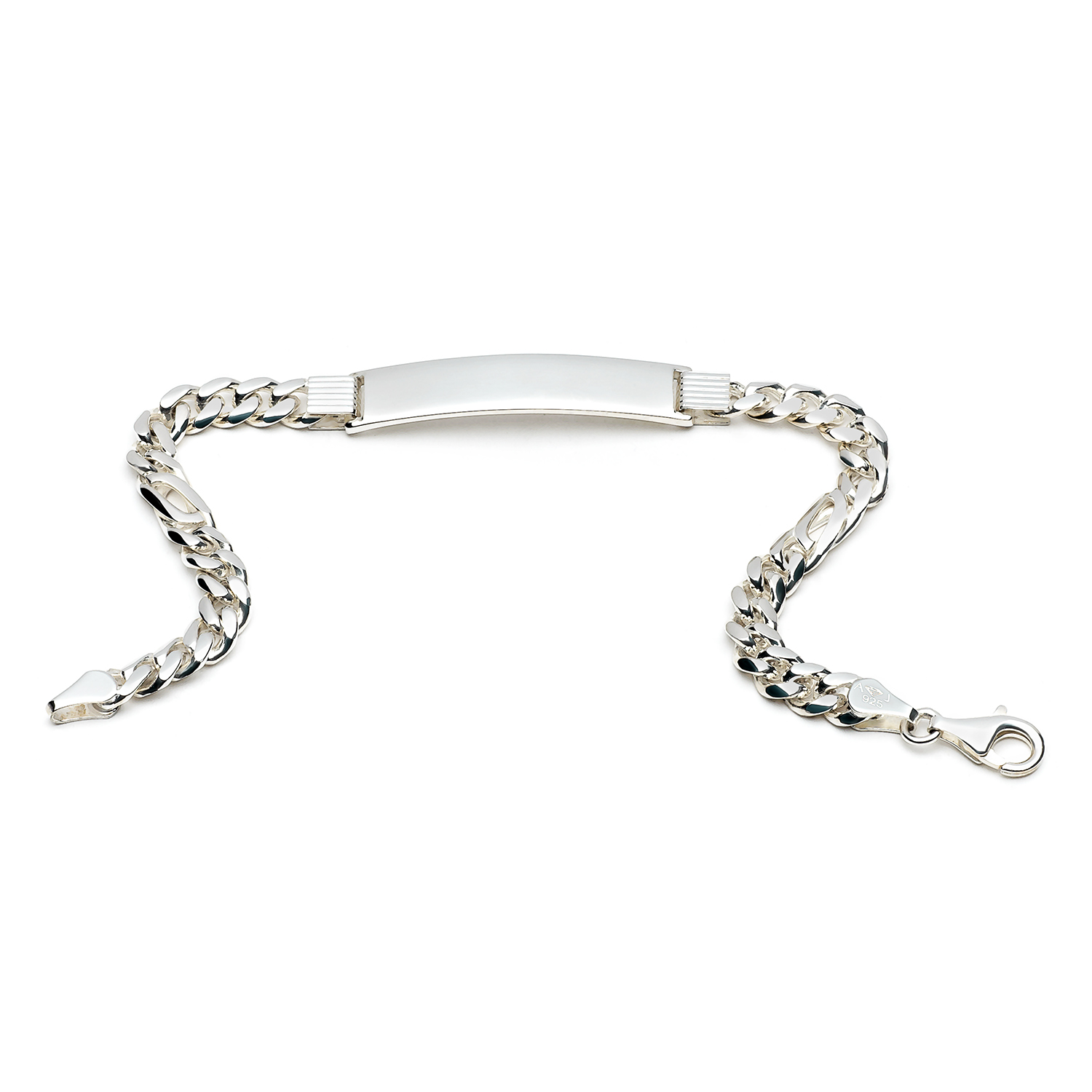 Zilveren gerhodineerde plaatband bol gourmet/valkoog 6mm 20cm